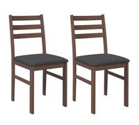 vidaXL Sillas de Comedor con Cojines 2 uds Madera Maciza marrón Caucho, Silla de Comedor, Silla de Cocina, Asiento de Comedor, Silla