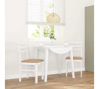 vidaXL Sillas de Comedor con Cojines 2uds Madera Maciza Blanco Caucho, Silla de Comedor, Silla de Cocina, Asiento de Comedor, Silla