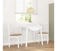 Sillas de Comedor vidaXL 2uds Madera Maciza Caucho Blanco, Silla de Comedor, Silla de Cocina, Asiento de Comedor