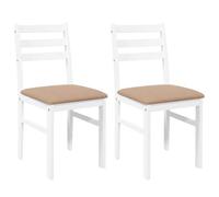 vidaXL Sillas de Comedor con Cojines 2uds Madera Maciza Blanco Caucho, Silla de Comedor, Silla de Cocina, Asiento de Comedor, Silla