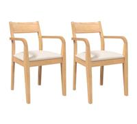 vidaXL Sillas de comedor 2 uds con cojines madera maciza caucho Marrón/Negro/Blanco/Natural