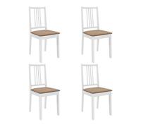 vidaXL Pack de 4 sillas de comedor Misaki madera maciza con cojín marrón