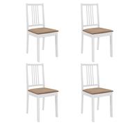 vidaXL Pack de 4 sillas de comedor Misaki madera maciza con cojín marrón