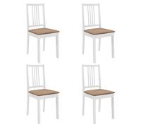 vidaXL Pack de 4 sillas de comedor Misaki madera maciza con cojín marrón
