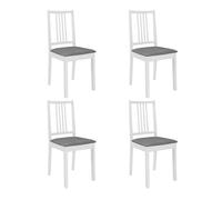 vidaXL Sillas de comedor con cojines 4 unidades madera maciza blanca