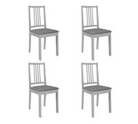 vidaXL Sillas de comedor 4 unidades con cojines, madera maciza de caucho — Gris