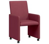 vidaXL Sillas de Comedor con Ruedas 2 pcs Rojo Vino Tinto Tela, Sillas de Comedor Ergonómicas Modernas, Asientos de Cocina con Ruedas, Lujo y Comodidad para la Familia