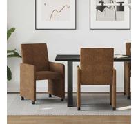 vidaXL Sillas de Comedor con Ruedas 2 uds. Cuero de ante sintético