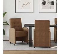 vidaXL Sillas de Comedor con Ruedas 2 uds. Cuero de ante sintético