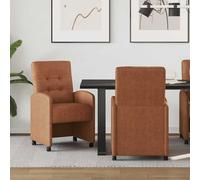 vidaXL Sillas de Comedor con Ruedas 2 pcs Marrón 58 x 67 x 97 cm, Silla Moderna para Comedor, ergonómica, con Ruedas, Cuero sintético, Marco de Acero, Ideal para cocinas Elegantes