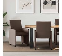 vidaXL: 2 sillas de comedor con ruedas, tapizadas en cuero sintético marrón
