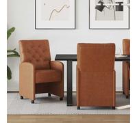 vidaXL Sillas de Comedor con Ruedas 2 uds. Cuero sintético Marrón