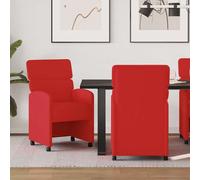 vidaXL Sillas de Comedor con Ruedas 2 uds. Cuero sintético Rojo