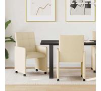 vidaXL Sillas de Comedor con Ruedas 2 uds. tela Crema 58 x 65 x 94 cm