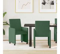 vidaXL Sillas de Comedor con Ruedas 2 uds. Tela de pana Verde grisáceo