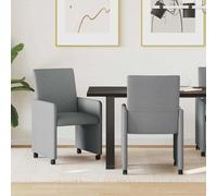 vidaXL: 2 sillas de comedor con ruedas, tapizadas en tela color gris claro