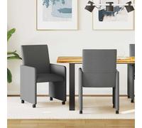 vidaXL: 2 sillas de comedor con ruedas, tapizadas en tela, color gris oscuro