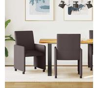 Sillas De Comedor Con Ruedas 2 Uds. Tela Marrón Oscuro Vidaxl