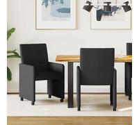 vidaXL Sillas de Comedor con Ruedas 2 uds. tela Negro 58 x 65 x 94 cm