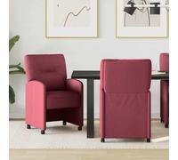 vidaXL: 2 sillas de comedor con ruedas, tapizadas en tela color burdeos, 57 x 67 x 95 cm