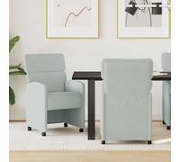 vidaXL: 2 sillas de comedor con ruedas, tapizadas en terciopelo, color gris claro, dimensiones 58 x 65 x 98 cm