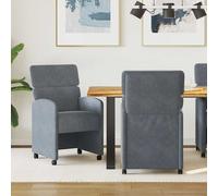 vidaXL Sillas de Comedor con Ruedas 2 uds. Terciopelo Gris oscuro