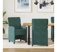 vidaXL: 2 sillas de comedor con ruedas, tapizadas en terciopelo, color verde oscuro
