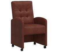 vidaXL Sillas de Comedor con Ruedas con Ruedas 2 pcs Marrón Brillante, Silla Moderna para Comedor, ergonómica, con Ruedas, Cuero sintético, Marco de Acero, Ideal para cocinas Elegantes