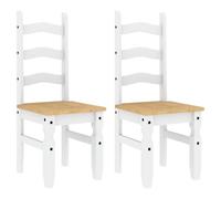 vidaXL Sillas de Comedor Corona 2 uds Madera Pino Blanco 42x47x107 cm, Silla de Cena, Silla de Cocina, Asiento de Comedor, Silla, Silla de salón
