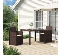 vidaXL Sillas de comedor de jardín 2 uds. Marrón y crema PP