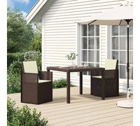 vidaXL Sillas de comedor de jardín 2 uds. Marrón y crema PP