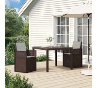 vidaXL Sillas de comedor de jardín 2 uds. Marrón y Gris Claro PP