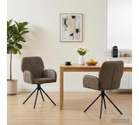 vidaXL Sillas de comedor giratorias 2 uds. Cuero de Suede Sintético