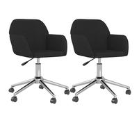 vidaXL Sillas de comedor giratorias 2 unidades tela negro