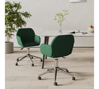 vidaXL Sillas de comedor giratorias 2 unidades tela en color Gris claro/Gris oscuro/Verde oscuro | cómodas modernas ergonómicas para comedor cocina salón hogar