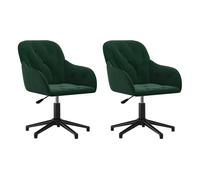 vidaXL Sillas de comedor giratorias, terciopelo verde oscuro, 2 unidades