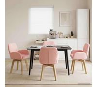 vidaXL Sillas de Comedor giratorias 4 uds. Bouclé Rosa 54 x 58 x 87 cm