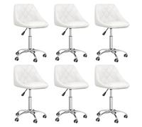 vidaXL Sillas de comedor giratorias 6 uds cuero sintético blanco