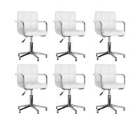 Vidaxl sillas de comedor giratorias 6 unidades cuero sintético blanco
