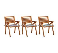 vidaXL Sillas de comedor jardín con cojines 3 uds madera maciza acacia