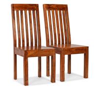 vidaXL Sillas de comedor modernas 2 uds madera maciza acabado miel
