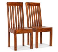 vidaXL Sillas de comedor modernas 2 uds madera maciza acabado miel