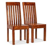 vidaXL Sillas de comedor modernas 2 uds madera maciza acabado miel