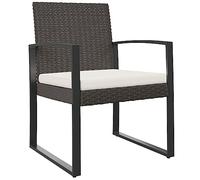 vidaXL Sillas de Comedor para jardín 2 uds PP Aspecto de ratán marrón, Silla de jardín, Silla Patio, Silla balcón, Silla de Exterior, Silla terraza