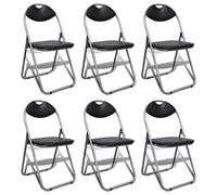 vidaXL Sillas de comedor plegables 2 uds cuero sintético y acero negro