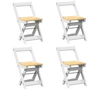 vidaXL Sillas plegables "Corona", 4 unidades, color blanco, madera maciza de pino.