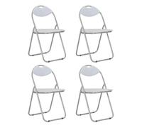Vidaxl sillas de comedor plegables 4 unidades cuero sintético blanco