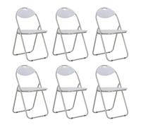 vidaXL Sillas de comedor plegables 6 unidades cuero sintético blanco