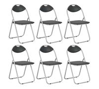 vidaXL Sillas de comedor plegables 6 unidades, cuero sintético negro