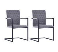 vidaXL Sillas de comedor voladizas 2 uds cuero sintético gris oscuro